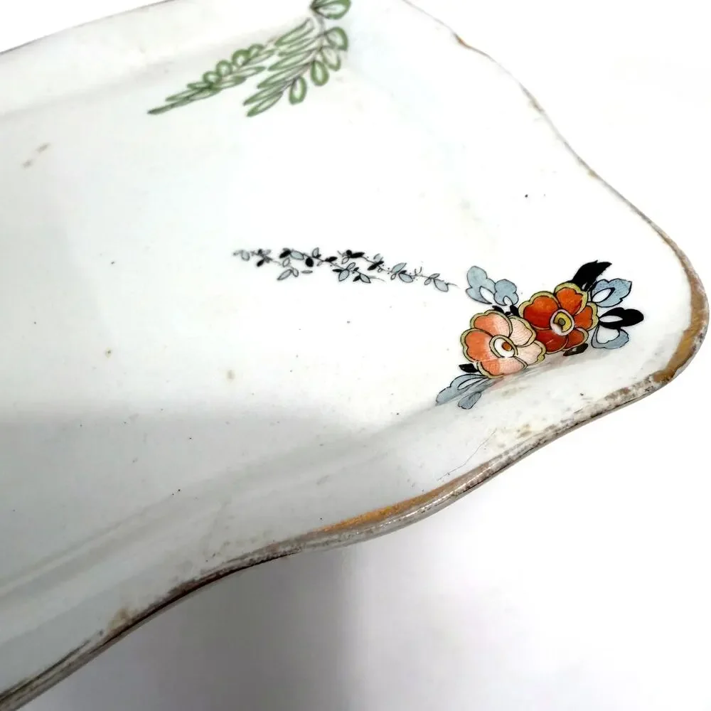 Vintage Floral Covered Cheese Keeper Butter Dish Gold Trim